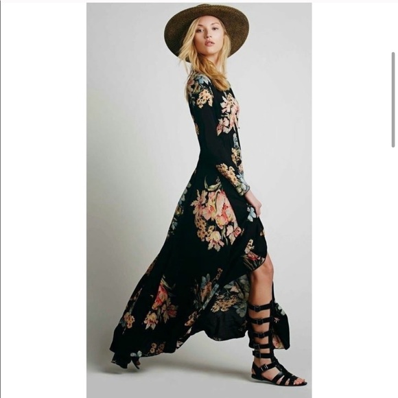 Free People “First Kiss” black floral maxi - Picture 3 of 8